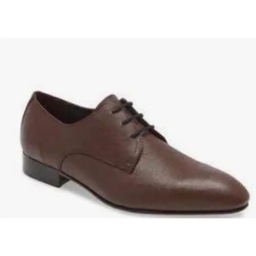BP Derby Casual Shoes Mens Size‎ 10.5 Brown Textured Leather Plain Toe New